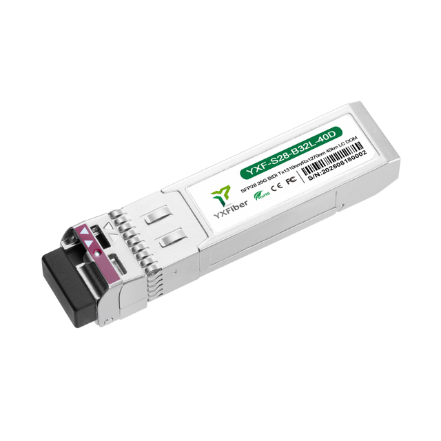 25G SFP28 Bidi Tx1310nm Rx1270nm 40km LC Single Mode Transceiver Compatible with Cisco Mikrotik HPE TP LINK HP Juniper