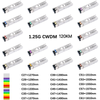 1.25G CWDM SFP 1270nm ~ 1610nm 120km DDM Duplex LC Transceiver Module Compatible with Cisco Mikrotik HPE TP-LINK HP Juniper