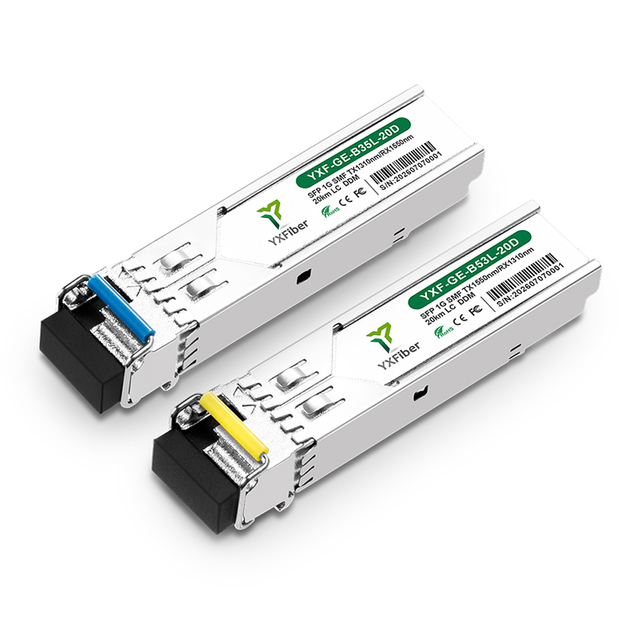 1.25G SFP BiDi Tx1550nm Rx1310nm 20km LC SC Single Mode Transceiver Compatible with Cisco Mikrotik HPE TP-LINK HP Juniper